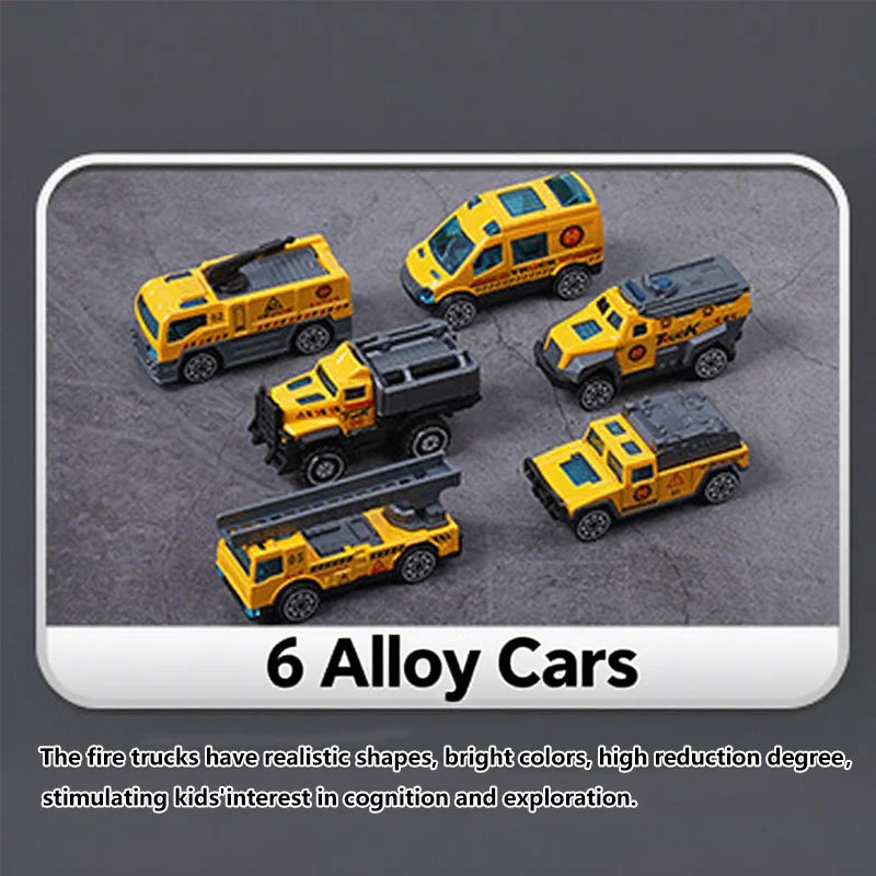 Children Transportation Firefighting Truck Set Equipped With 6 Small Engineering Vehicle Toy Car Suitable As A Gift For Children