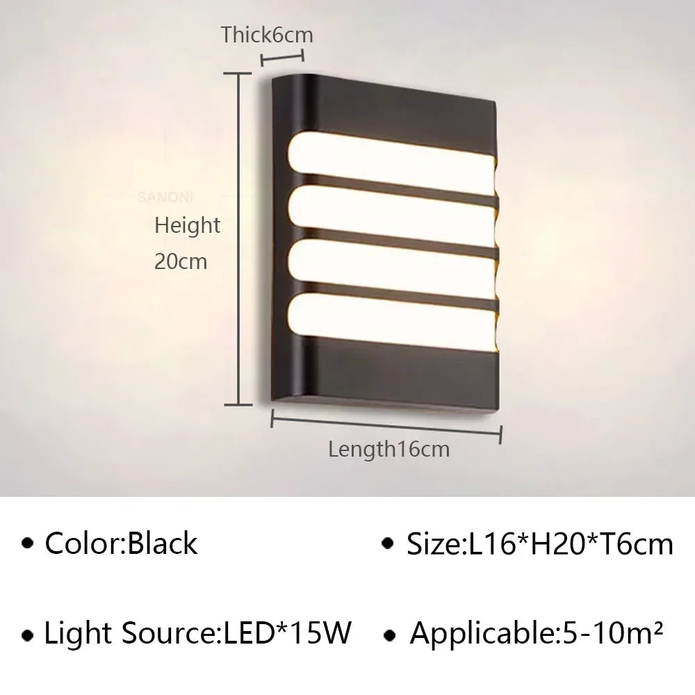 Modern LED Outdoor Wall Lamp for Garden Aisle Balcony Entryway Outdoor Waterproof IP65 Sconce Lighting Fixture Luster