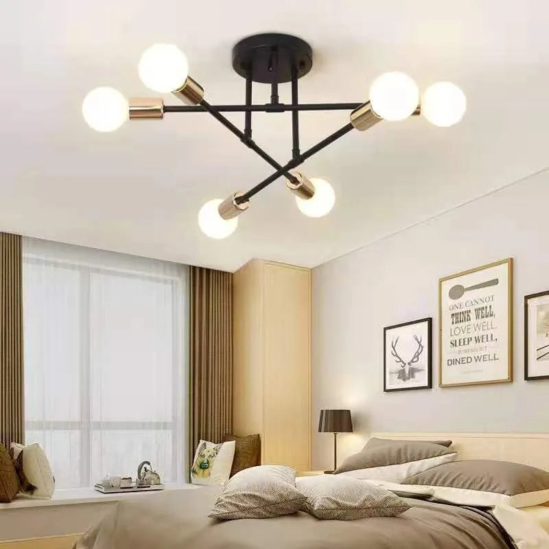 Nordic Minimalist Pendant Light Ceiling Lamp LED Chandelier Suitable for Bedrooms Living Rooms Black Gold Lighting Decoration