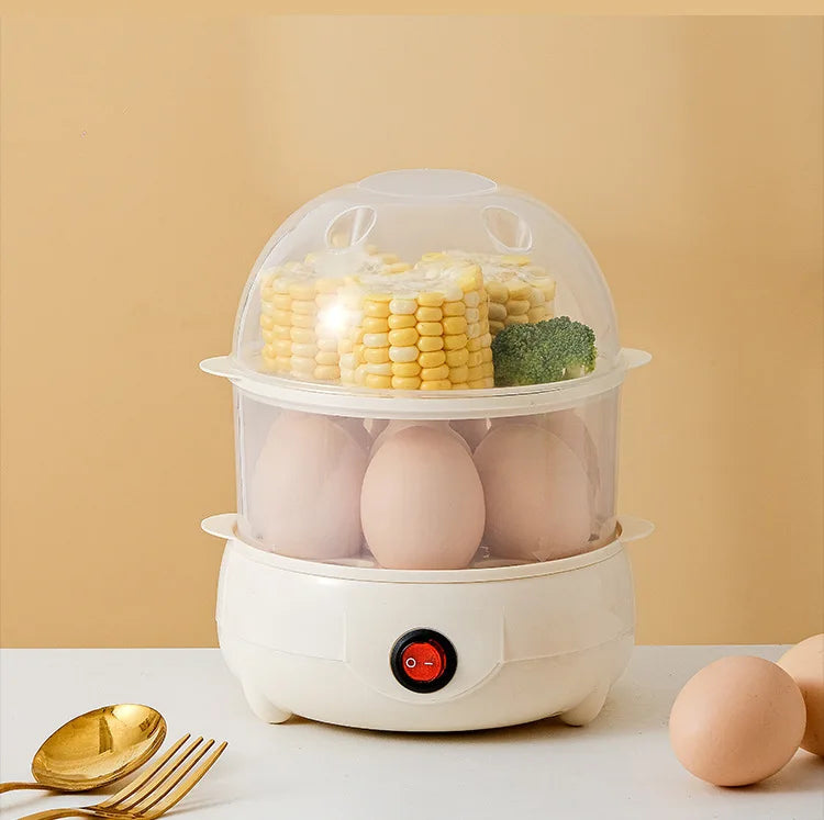 Mini Egg Boiler 1 or 2 Layers Electric Egg Cooker Automatic Power-Off Egg Steamer Kitchen Steamed Breakfast Cooking Appliances