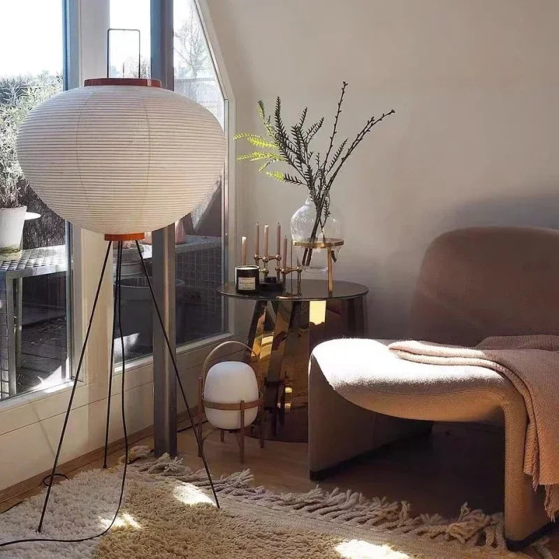Japanese Wabi Sabi Style Desk Lamp Study Bedroom Lamp  Living Room Style Dormitory Rice Paper Decoration Floor Lamp