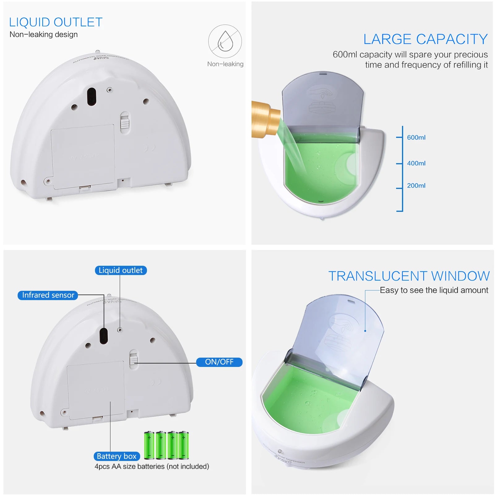 SVAVO 600ml Automatic Soap Dispenser Infrared Sensor Hand Sanitizer   Foam Hand Sanitizer Applicable To Kitchen And Bathroom