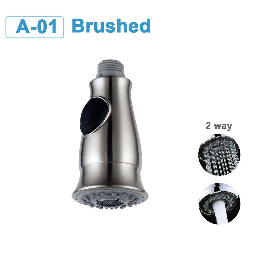 G1/2 Kitchen Faucet Head Pull Out Shower Nozzle Sprayer Bathroom Sink Tap Replacement Accessory Black Silver Golden Head Aerator