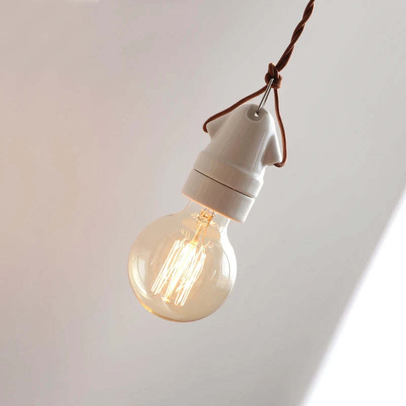 Vintage ceramic bedside pendant lamp Art single head dining room table pendant lamp Creative personality Mini pendant lamp