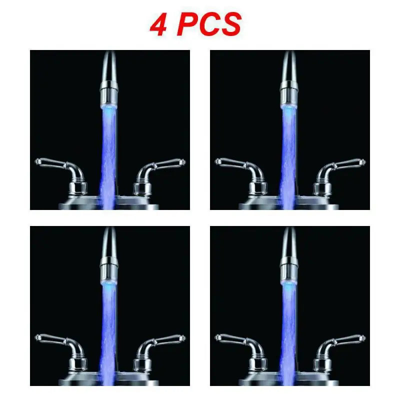 1~5PCS Luminous Light-up LED Water Faucet Shower Tap Basin Water Nozzle Bathroom Kitchen Heater Faucets thermostat Blue 3Color 7
