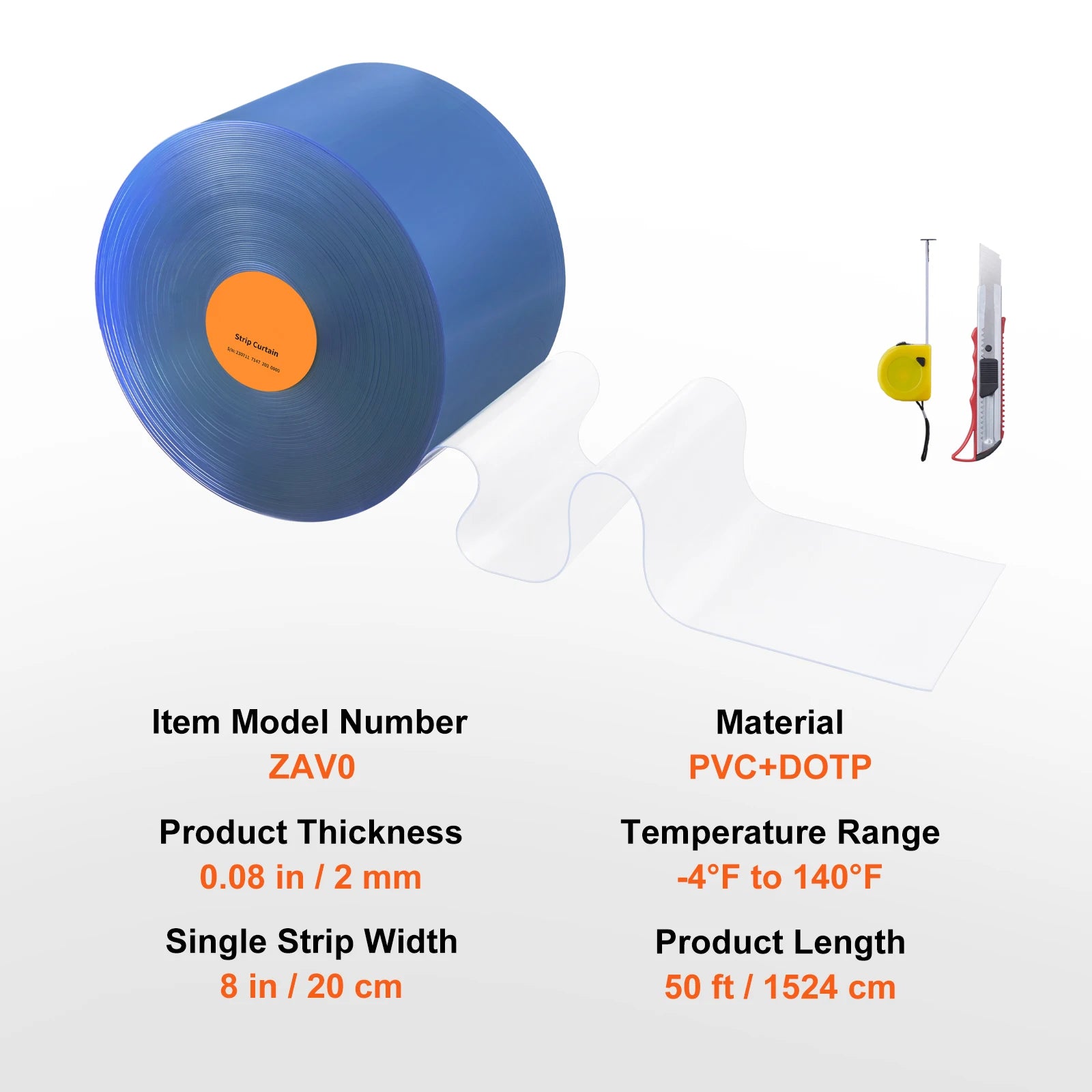 SucceBuy PVC Soft Door Curtain Transparent Insulation Strip Hanging Curtain Windproof Sliding for Window Warehouse Screen