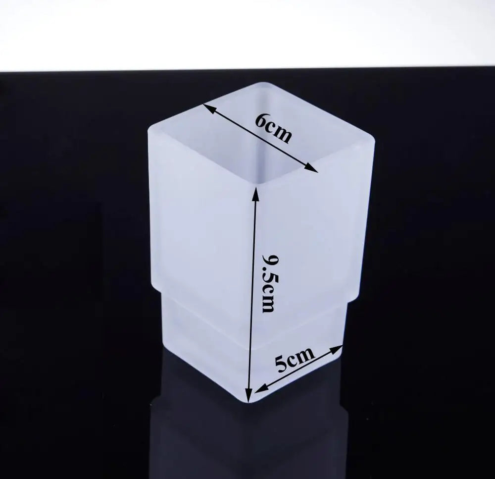 bathroom wall mounted square glass soap dish, liquid soap dispenser, toilet brush holder, toothbrush cup with SUS304 rack