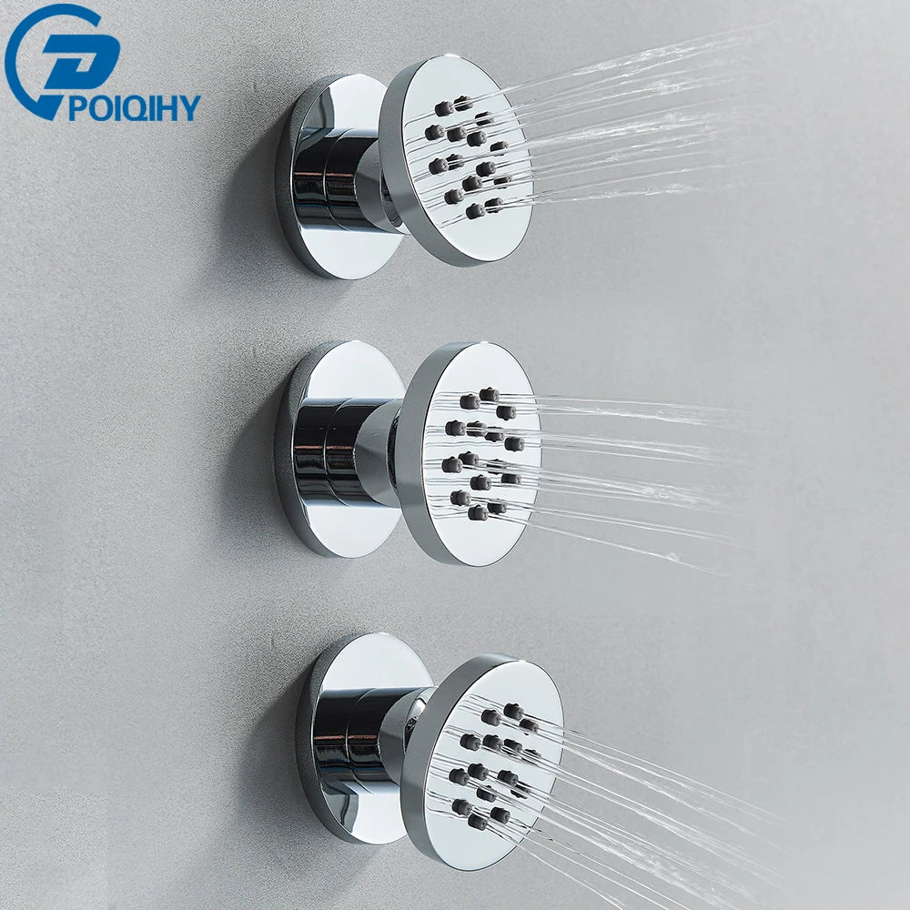 Chrome SPA Shower Sprayer Shower Body Jet Round Massage Jets Brass Bodyspray Concealed Installation Shower Jets