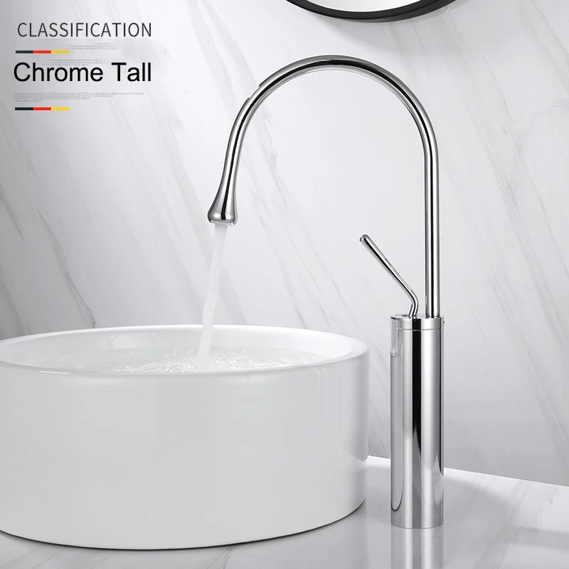 Suguword Basin Faucet Hot&Cold Water Mixer Tap Brass Deck Mounted Crane Kitchen Basin Sink Tap Mixer Single Handle Bathroom Tap