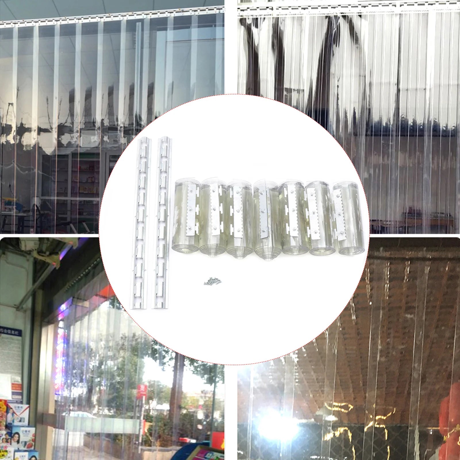 7X PVC Strip Curtain Plastic Soft Freezer Room Door Curtain Kit Hanging 18cm X2m Air-Conditioning Heat Insulation