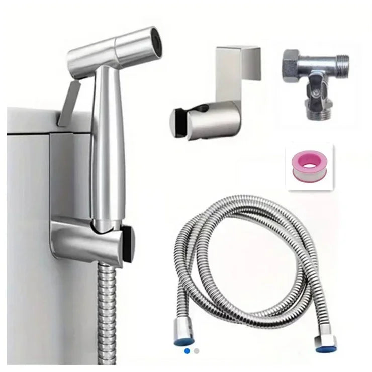 Handheld Toilet Bidet Faucet Sprayer Toilet Self Cleaning Shower Stainless Steel Bathroom Hand Bidet Spraye Set Head No Punch