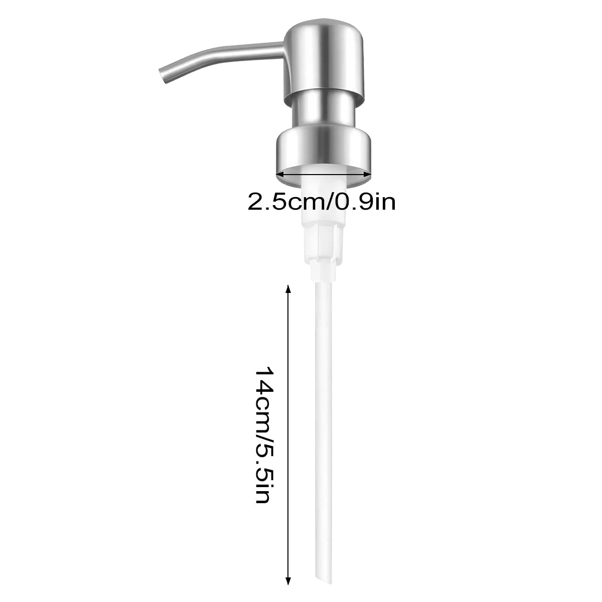 Leeseph Soap Dispenser Pump Head, 304 Stainless Steel Brushed Finish Pump Head 2.5cm Neck Size, Replacement for Kitchen Bathroom