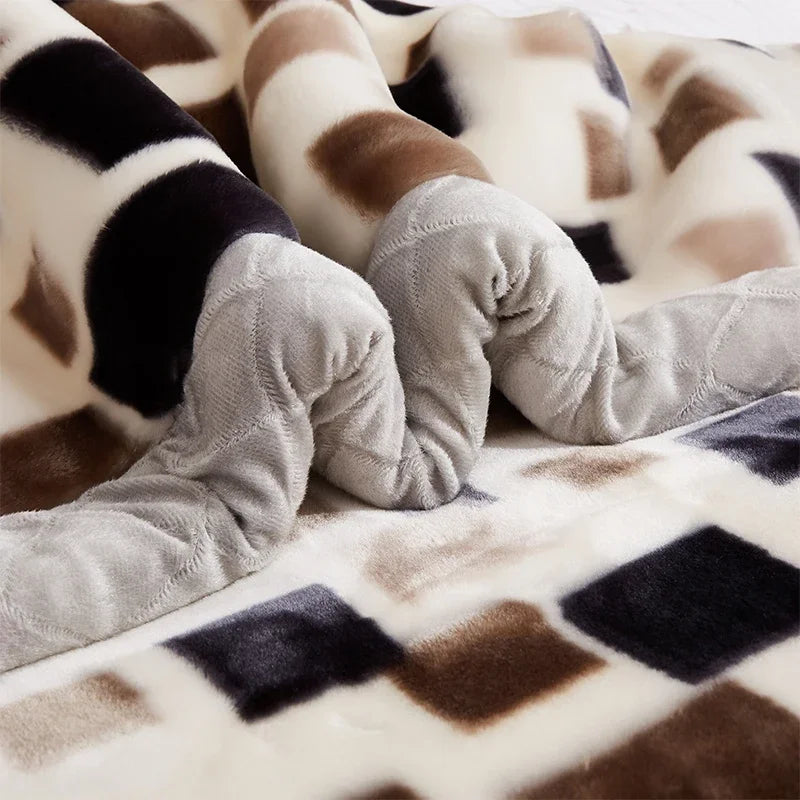 Double Layers Raschel Mink Blankets For Beds Winter Soft Warm Fluffy Thicken Fleece Throw Single Size Faux Fur Blankets