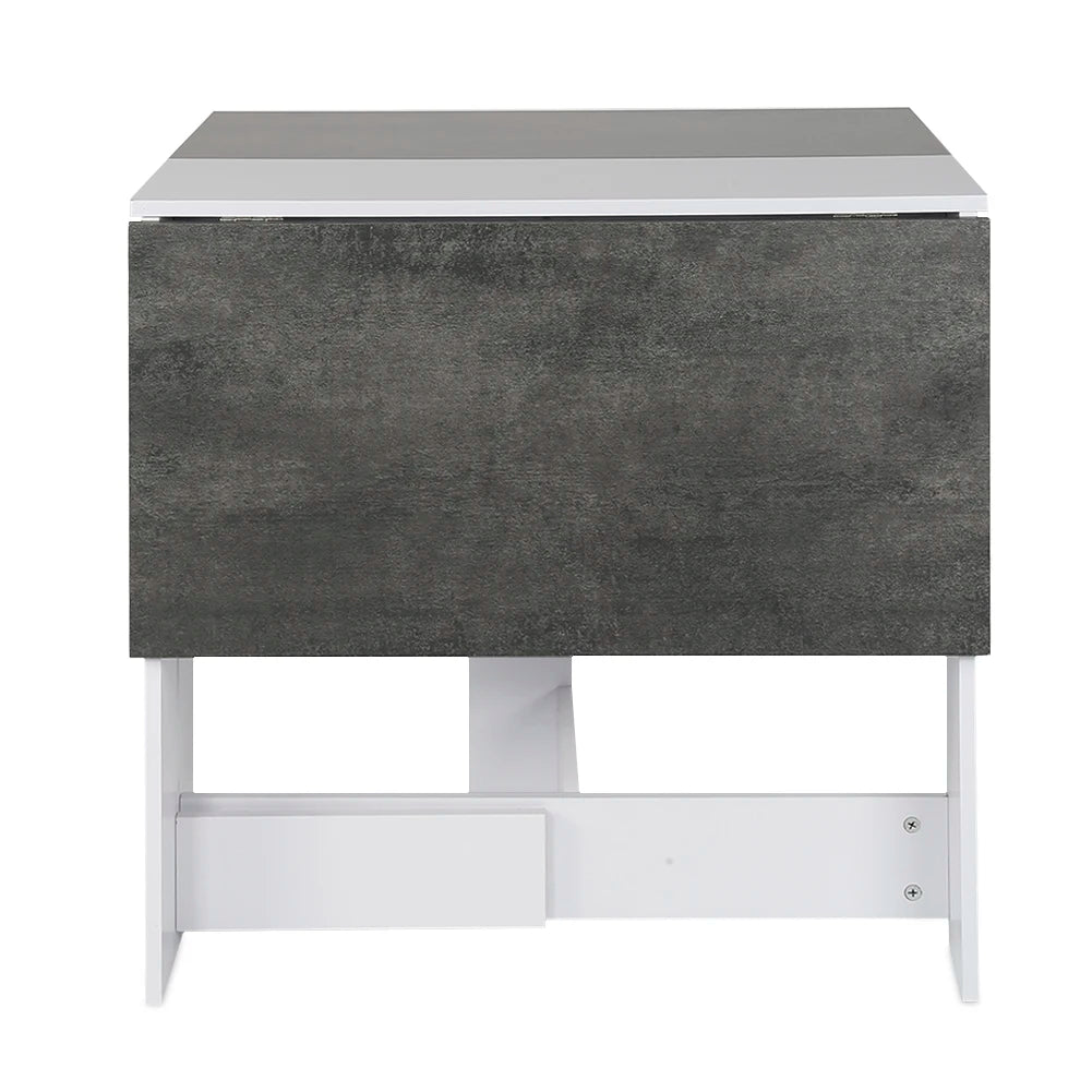 Folding Kitchen Table/Living Room Table 102.5 x 76 x 73 cm Dining Table for 4 to 6 people - White/Concrete