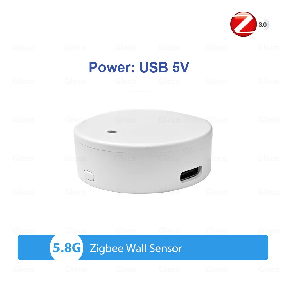 5.8G/24G ZigBee Wifi MmWave Human Presence Motion Sensor Detector With Luminance/Distance Detection Tuya Smart Home Automation