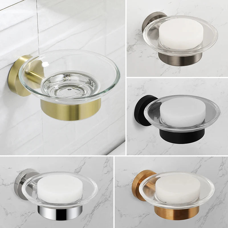 High Quality Soap Rack Wall Mounted Stainless Steel Brushed Gold Chrome Black Rose Gold Soap Dish Holder Bathroom Set