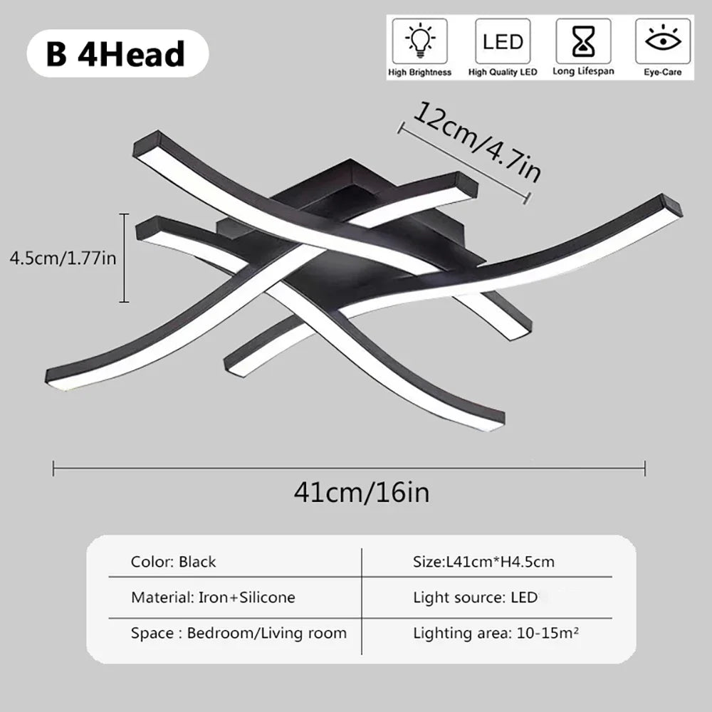 Modern LED Ceiling Light Wave White Light For Living Room Dining Room Hallway Corridor Bedroom Study Room Entryway Indoor Light