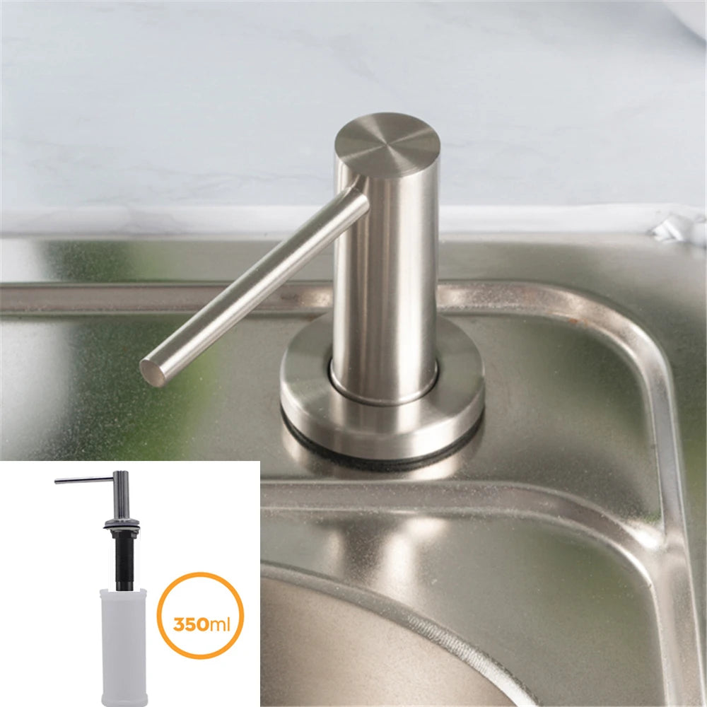 Stainless Steel Detergent Dispenser Kitchen Bathroom Sink Soap Dispenser Black Brushed Liquid Lotion Dispensers Built-in Design