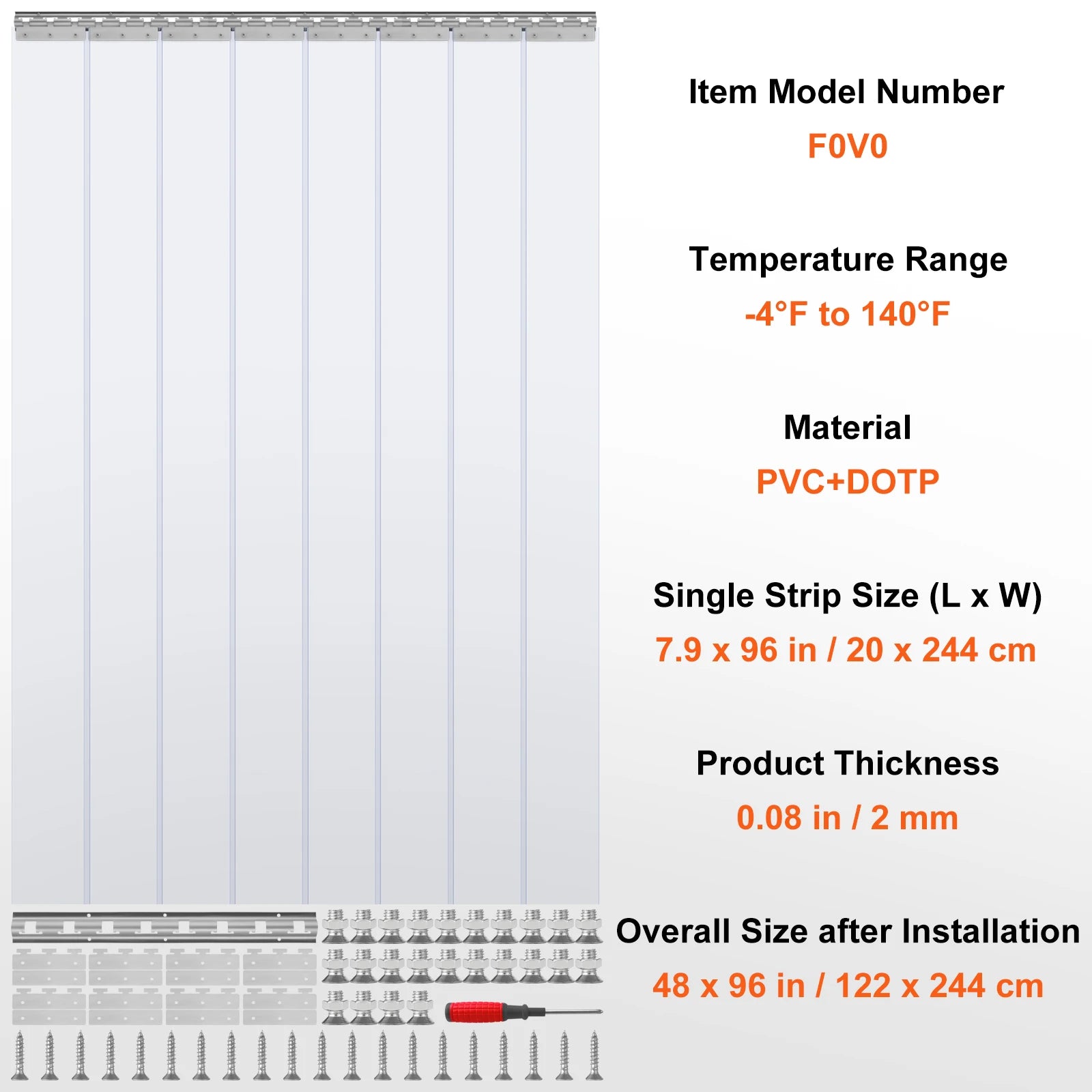 SucceBuy Clear Vision PVC Strip Door Curtain Windproof Sliding Window Installation Screens for Walk in Coolers Warehouse