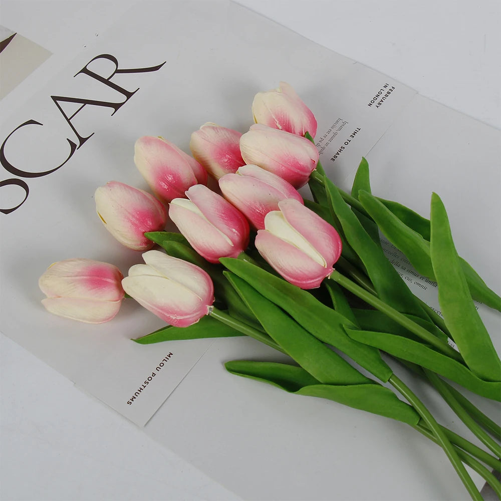 5 PCS Tulips Artificial Flowers Bunch Real Touch Tulip Flowers for Home Wedding Fake Flowers Bridal Bouquet Decoration