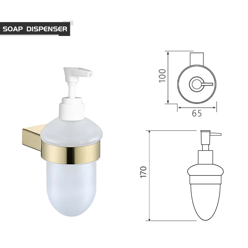 Bathroom Accessories Hardware Set Brushed Gold Robe Hook Towel Rail Bar Rack Toilet Brush Tissue Paper Holder Soap Dish Shelf