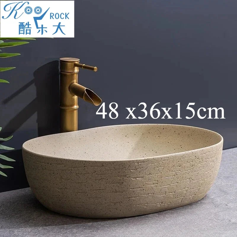 48x36x15cm Jing De Zhen Modern Nordic Style Bathroom Sink Basin for Washing Hands and Face Minimalist Design Customized