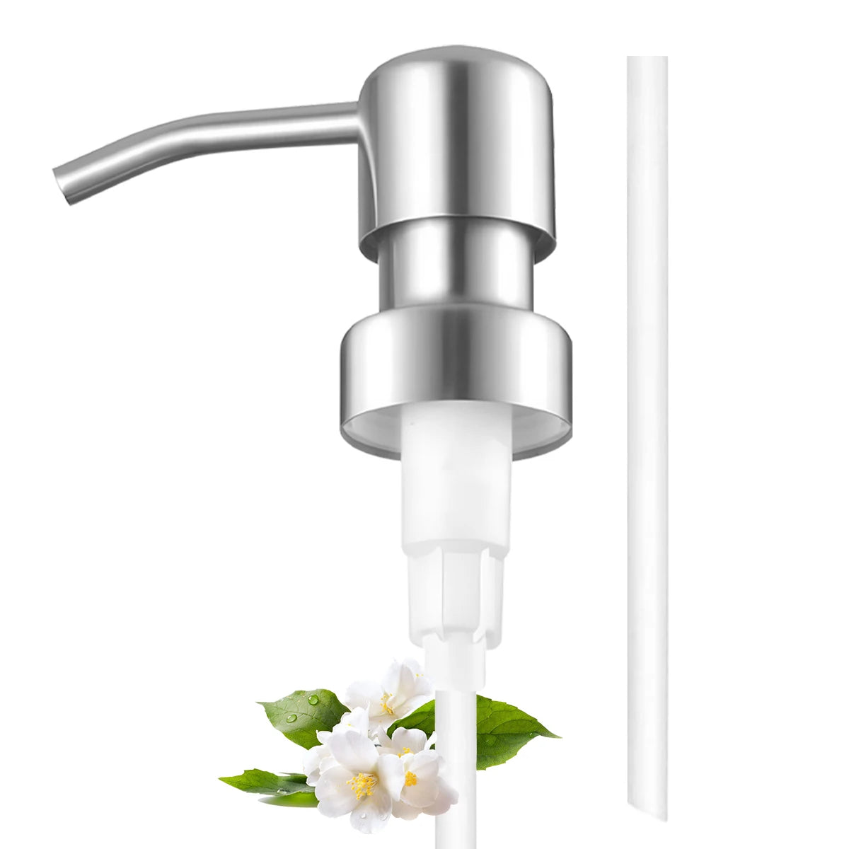 Leeseph Soap Dispenser Pump Head, 304 Stainless Steel Brushed Finish Pump Head 2.5cm Neck Size, Replacement for Kitchen Bathroom