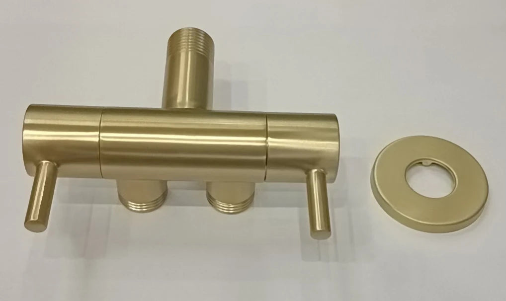 gunmetal gray Brass single inlet double outlet double control bidet valve Bathroom Accessories Three way Angle Valve BD234