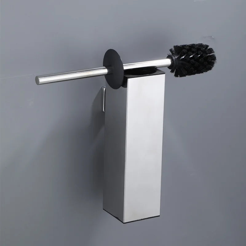Square toilet brush, 304 stainless steel floor-mounted toilet brush, bathroom toilet punch odor-proof long tube wall-mounted