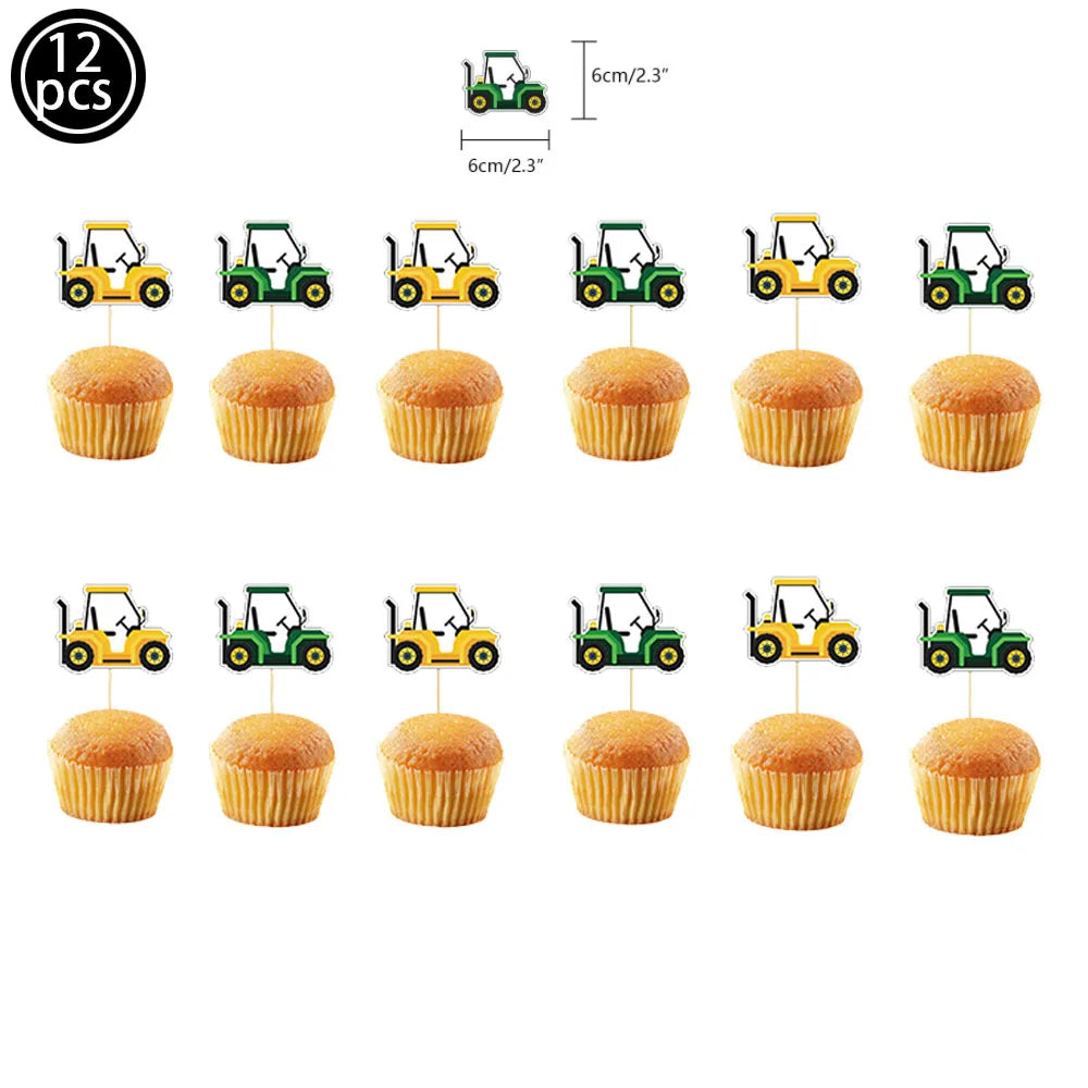 Tractor Cake Topper Green Farm Vehicle Cars Happy Birthday Cake Topper Kids Farm Tractor Themed Party Tractor Cake Decortions