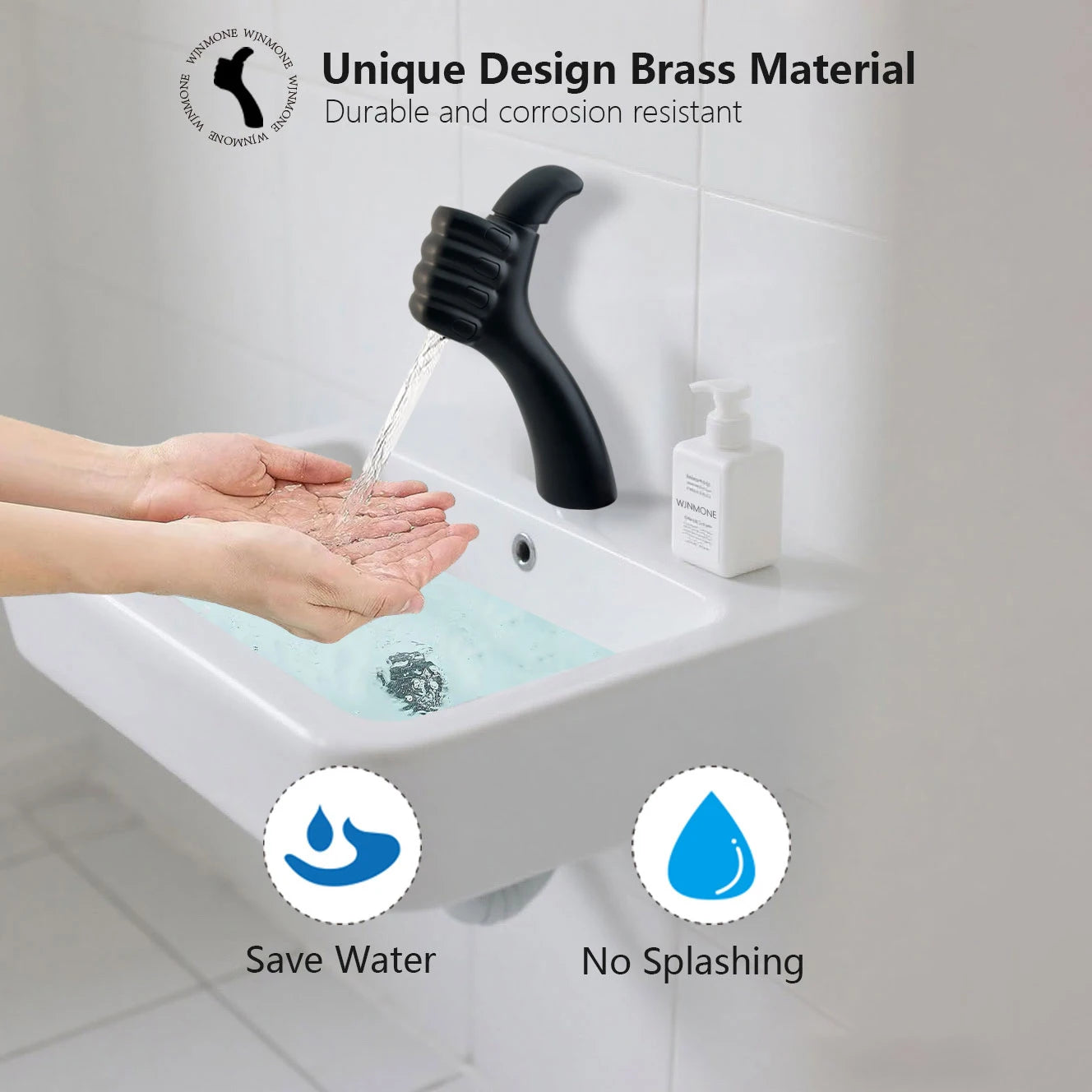 Modern Design Bathroom Sink Faucet Thumbs Bathroom Faucet Brass Mixer Basin Faucet Single Hole Deck Mounted Washbasin Water Taps