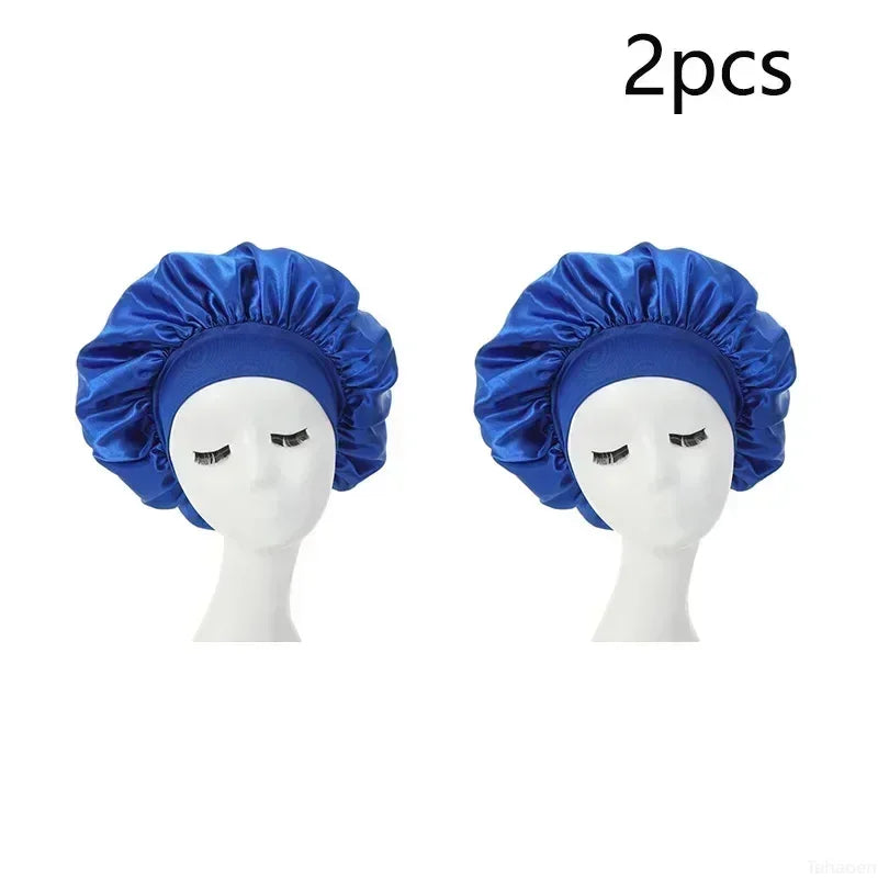 Women Satin Solid Sleeping Hat Night Sleep Cap Hair Care Bonnet Nightcap For Women Men Unisex Cap Bonnet De Nuit Shower Turban