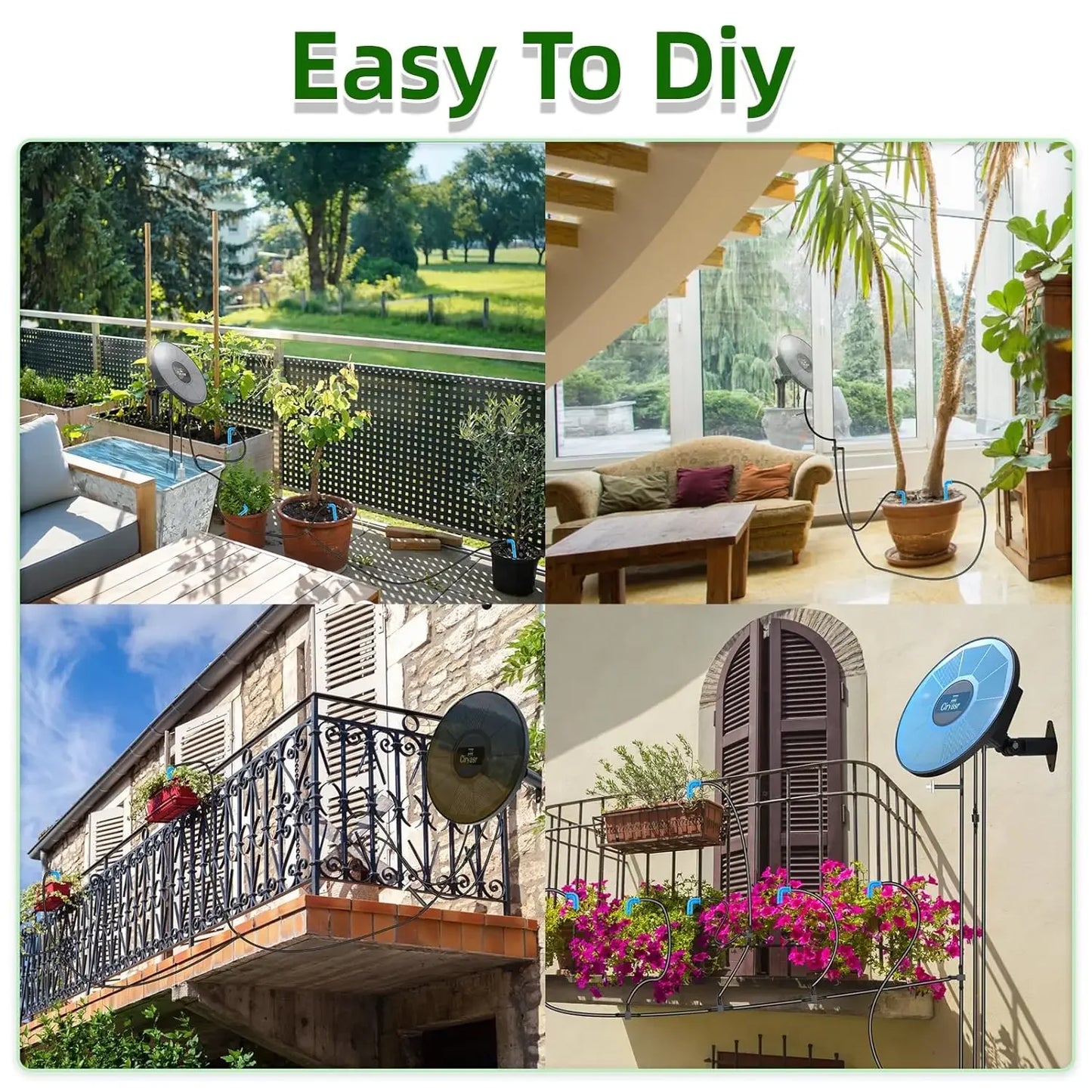Solar drip irrigation kit, automatic watering system with timer mode, suitable for potted plants, balconies, courtyards