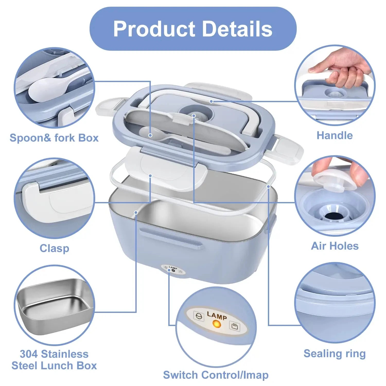 Electric Lunch Box: 12V/24V/110V Portable Food Warmer with 1.5L Leakproof Stainless Container & Insulated Bag for Car/Home