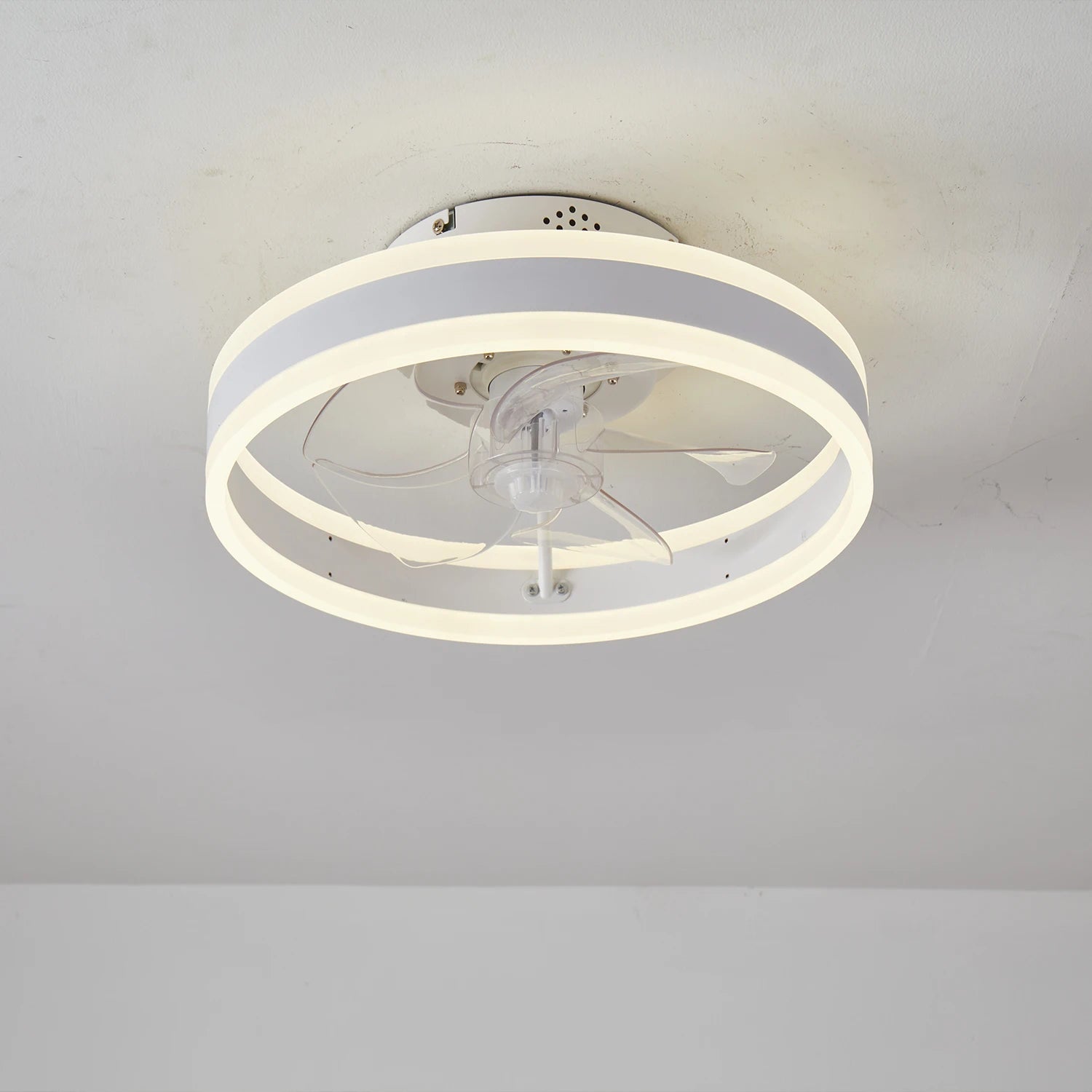Modern ceiling fan with light and remote control, 15.7 "low-specification ceiling fan, with 6-speed and dimmable LED, APP 3CCT