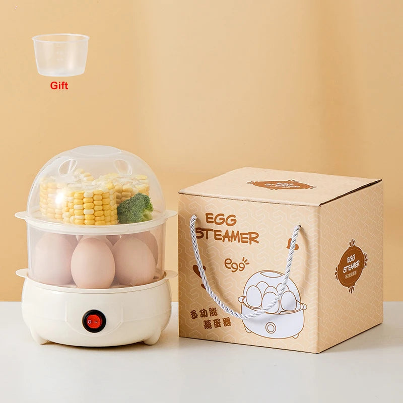 Mini Egg Boiler 1 or 2 Layers Electric Egg Cooker Automatic Power-Off Egg Steamer Kitchen Steamed Breakfast Cooking Appliances