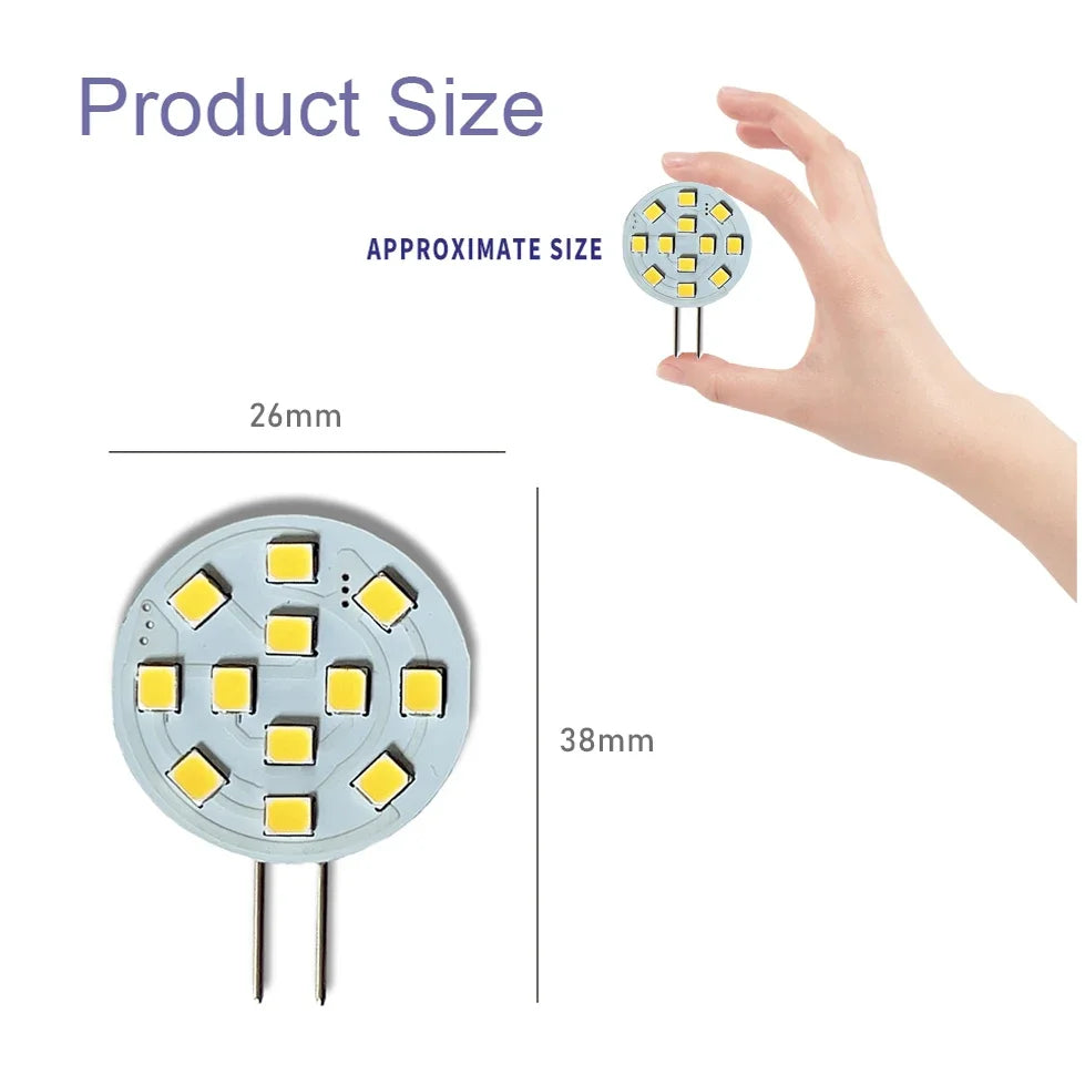 AC12V 24V Round Spotlight G4 LED Bulb 2.2W SMD2835 12leds No Flicker Downlight Bulb Boat Range Hood Lights Replace Halogen Lamp
