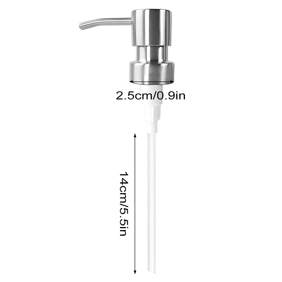Leeseph Soap Dispenser Pump Head, 304 Stainless Steel Brushed Finish Pump Head 2.5cm Neck Size, Replacement for Kitchen Bathroom