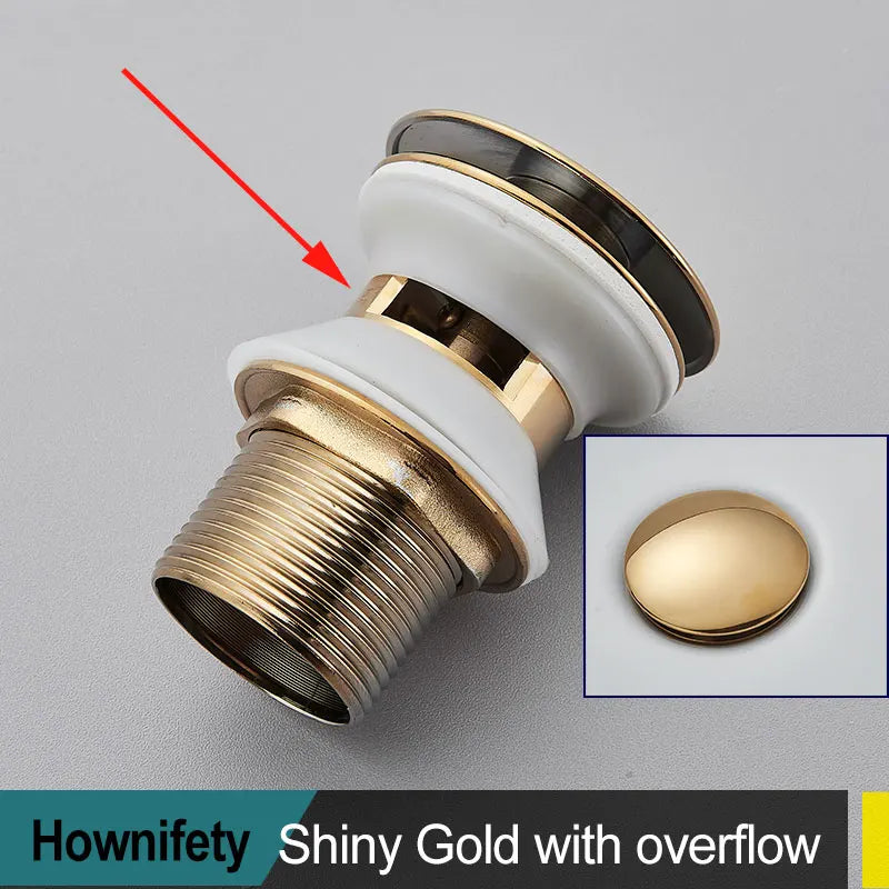 Brushed Gold Pop Up Drain Bathroom Sink Plug Drainer Black Chrome/Rose Gold/ Nickel/Gold Faucet Wash Accessories