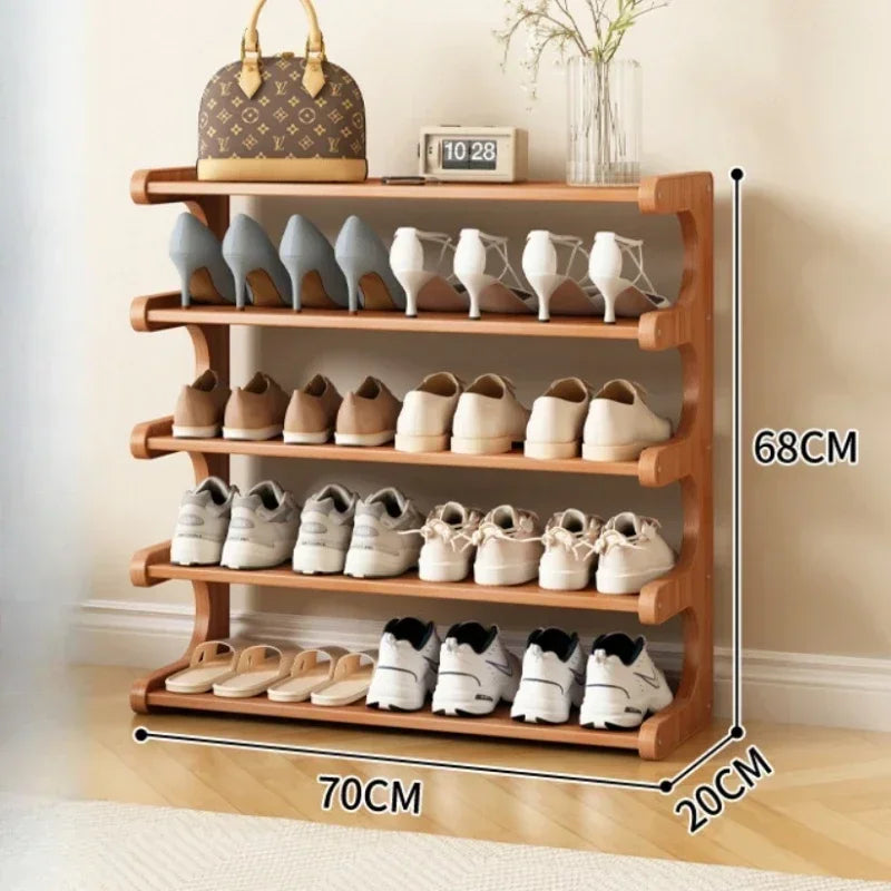 Entrance Shoe Rack Simple Shoe Storage Rack Chinese Style Shoe Cabinet Wooden Storage Rack Multifunctional Bamboo Shoe Cabinet