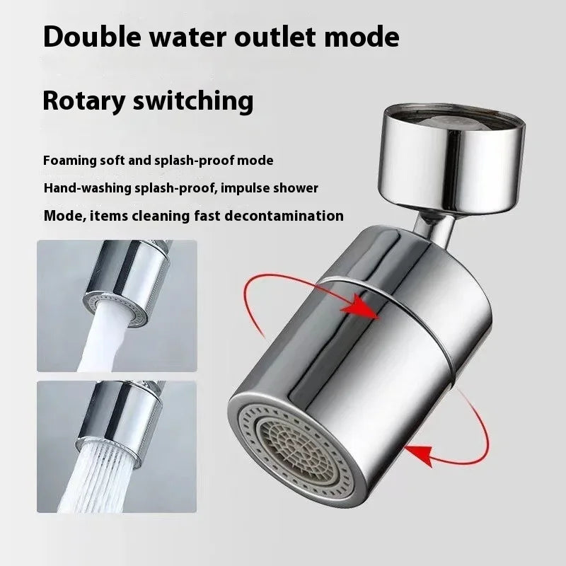 ZEXEF 720° Swivel Faucet Spray Head Kitchen Tap Aerator Bathroom Rotatable Extension Faucet Filter Nozzle Dual Mode Water Saving