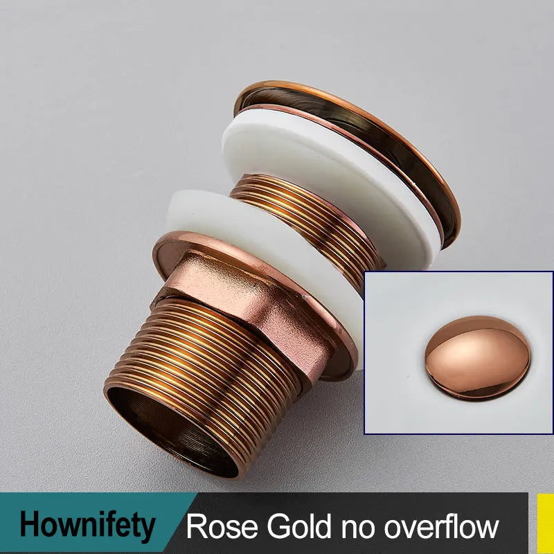 Brushed Gold Pop Up Drain Bathroom Sink Plug Drainer Black Chrome/Rose Gold/ Nickel/Gold Faucet Wash Accessories