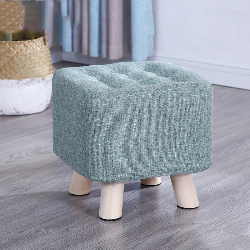 Elastic Foot Rest Stool Solid Wood Square Ottoman for Changing Shoes Small Sofa Bench Hallway Furniture Home Decoration - Bakesbyemily.com