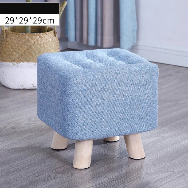 Elastic Foot Rest Stool Solid Wood Square Ottoman for Changing Shoes Small Sofa Bench Hallway Furniture Home Decoration - Bakesbyemily.com