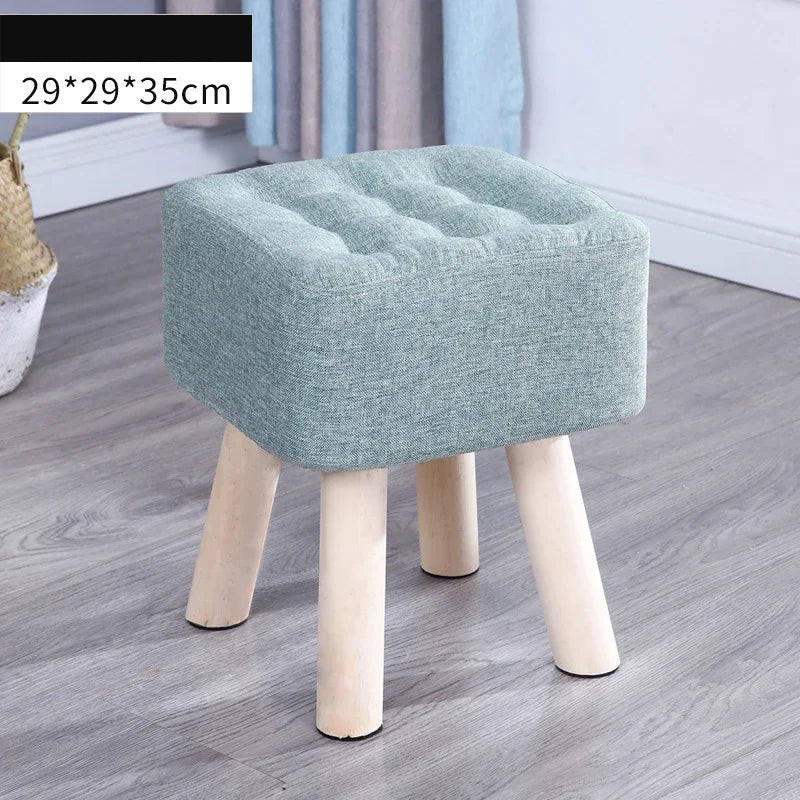 Elastic Foot Rest Stool Solid Wood Square Ottoman for Changing Shoes Small Sofa Bench Hallway Furniture Home Decoration - Bakesbyemily.com