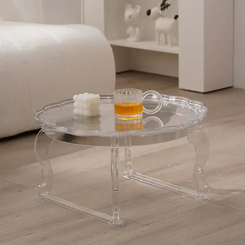 Furniture Nordic, Coffee Table, Simple, Home, Small Round Table, Balcony, Designer, Acrylic, Transparent, Round, Living Room, Co - Bakesbyemily.com
