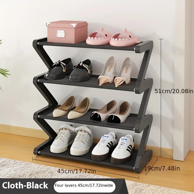 Pink 4 Tier Z Shaped Shoe Rack Floor Mounted Storage Shelf for Living Room Bedroom Multi Layer Assembly Shoe Rack Organizer - Bakesbyemily.com