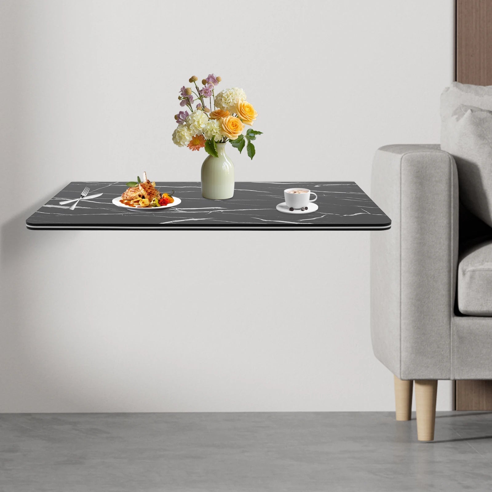 Rust - Proof Wall - Mounted Folding Table Easy to Clean Wall Mounted Folding Table for Bedroom/Living Room/Study/Kitchen - Bakesbyemily.com