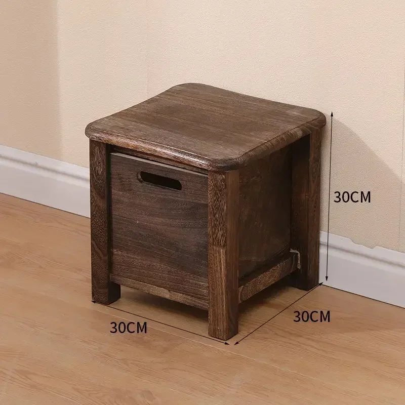 Solid Wood Hallway Entrance Change Shoes Bench Sofa Bedside Low Table Ottoman Cabinet Nordic Storage Square Stool with Drawer - Bakesbyemily.com