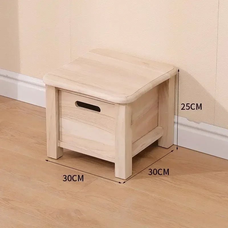 Solid Wood Hallway Entrance Change Shoes Bench Sofa Bedside Low Table Ottoman Cabinet Nordic Storage Square Stool with Drawer - Bakesbyemily.com